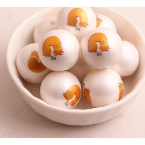 Kwoi Vita New Custom Design 20MM 100pcs Chunky Acrylic Print Cry Chick Beads for Kids Necklace Jewelry