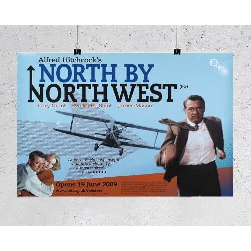 L002 NORTH BY NORTHWEST Movie 1959 Alfred Hitchcock Cary Grant Silk Fabric Poster Art Decor Indoor Painting Gift