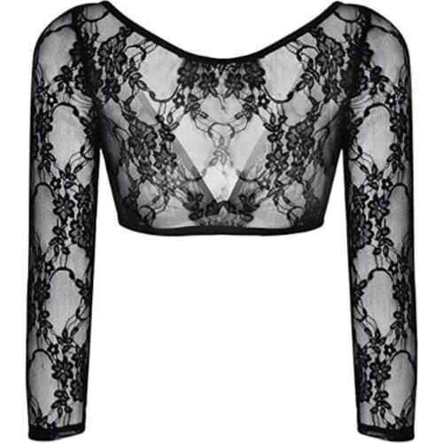 Summer Short Lace T-Shirts Long Sleeve V-Neck Perspective Black Thin Casual Shirt Harajuku Black Flower Mesh Tops XXXL Plus Size