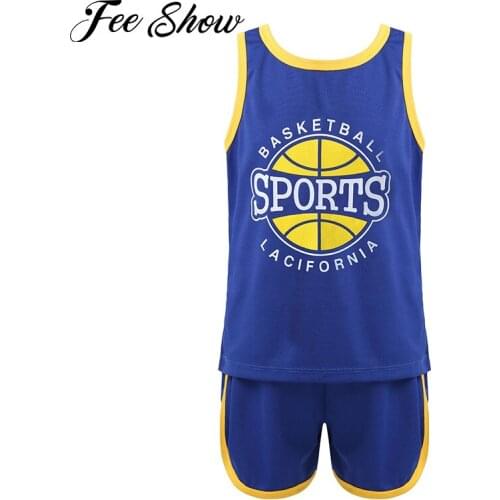 Boys Girls Summer Breathable Sport Suit Basketball Shorts Top Kids Clothes Sleeveless Letters Print 2Pcs Running Exercise Outfit