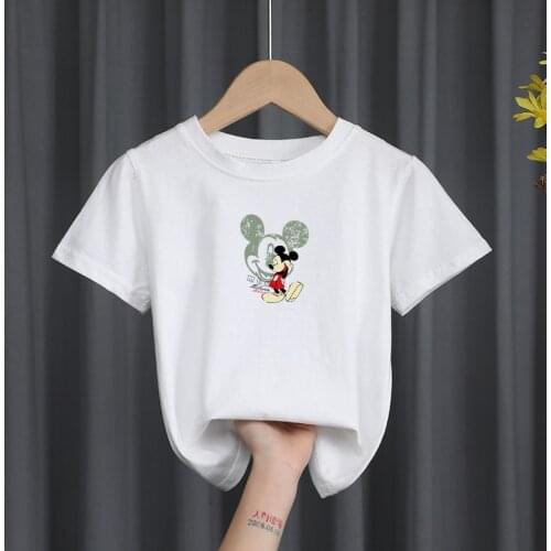 2022 Summer Mickey Mouse Clothing Boys And Girls Short Sleeve T-shirt Cotton Childrenscartoon Printed Tops Toddler Clothing