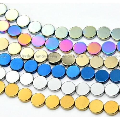 Many Color Gold Silver Rainbow Green Plating 8mm Round Coin Shape Beads For Fashion Jewelry Making Findings 5pcs/lot