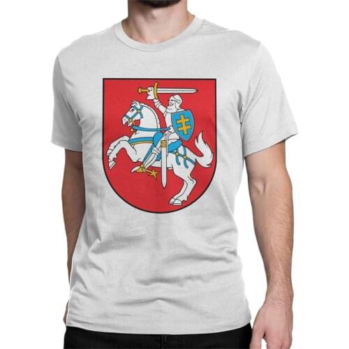 Lithuanian Coat Of Arms Lithuania T-Shirts for Men Novelty Pure Cotton Tee Shirt O Neck Short Sleeve T Shirts Graphic Clothes