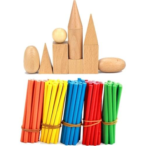 Geometric Solids 3-D Shapes Montessori Educational Wooden Toys Children Math Learning Teaching Aids Kids Puzzle Geometry Blocks