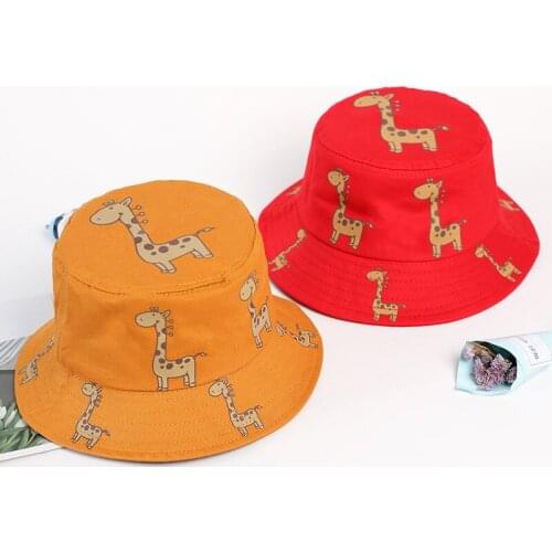 OUNIAN008 Summer Child Boy hip hop cap Summer sun hat giraffe printing Panama cap Adult outdoor Kid girl fisherman hat gorros