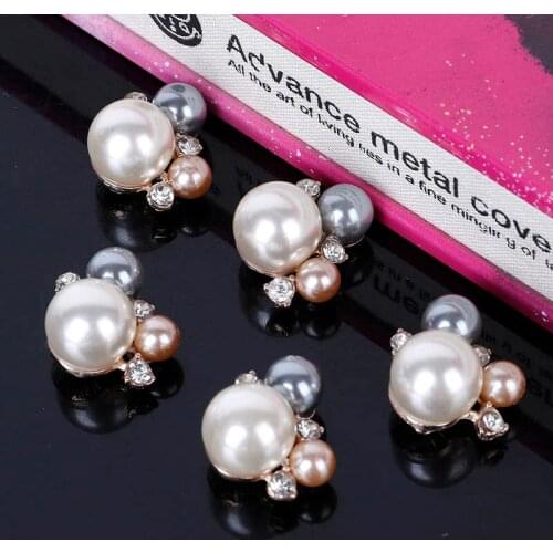 2016New 100Pcs Colorful Pearl Core Rhinestone Buttons for Wedding Decoration and DIY Hair Accessories HZ263