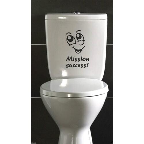 Happy Face With Mission Success Funny Humor Toilet Sticker Decals Vinyl High Quality Bathroom Have A Good Mood Murals s-53