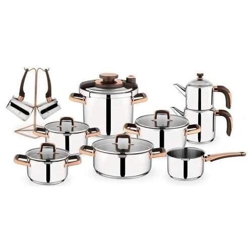 Schafer Alia 18 Pieces Steel Dowry Cookware Set Copper/Cooker Type: Gas, Induction, Electric, Halogen, Ceramic