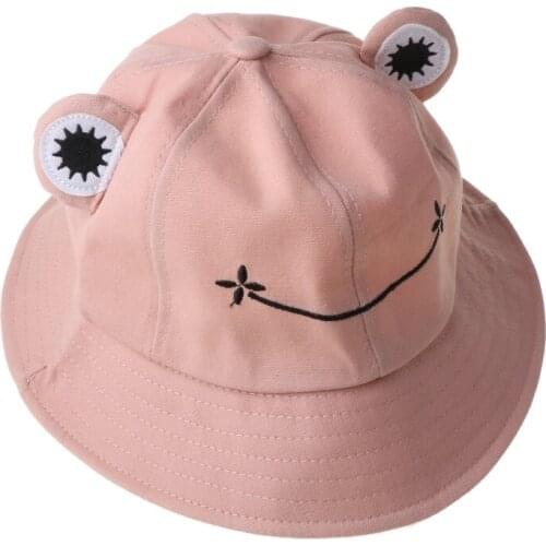 Foldable Cotton Cute Frog Bucket Hat Summer Sunscreen Fisherman Outdoor Fishing Hunting Sunhat Headwear