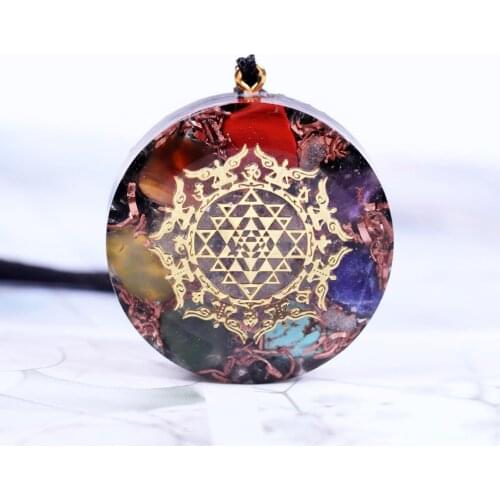 Luminous Orgone Necklace Chakra With Crystal Orgonite Pendant Emf Protection Red Copper Shavings Orgone Healing Reiki Necklace