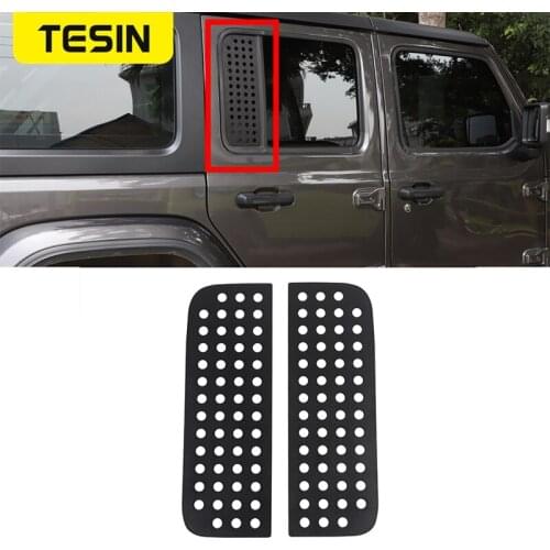 TESIN Car Rear Door Triangle Glass Decorative Panel Stickers For Jeep Wrangler JL 2018 Up Accessories For Gladiator JT 2018