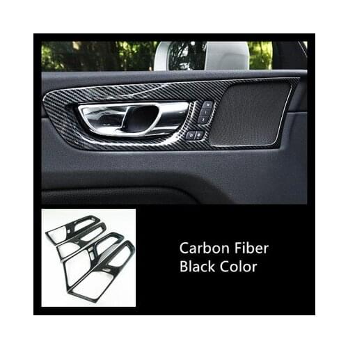 Carbon Fiber Color Door Handle Frame Decoration Cover Trim For Volvo XC60 2018-2021 LHD Car Styling Interior Accessories