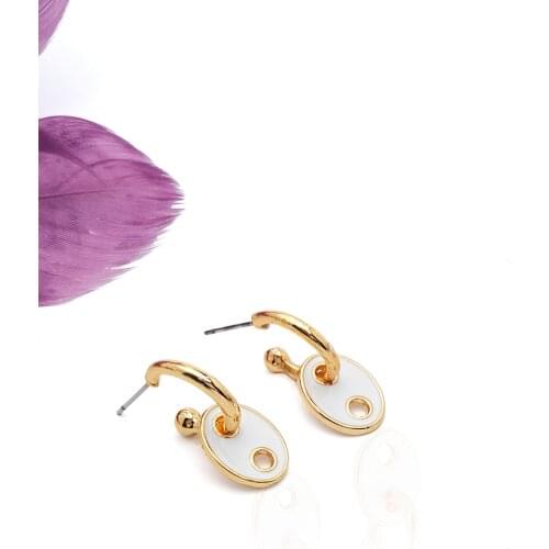 Marjin For Woman Earring İnterlocking Ring Desing Gold Colored Stud Earrings Jewelry Gift