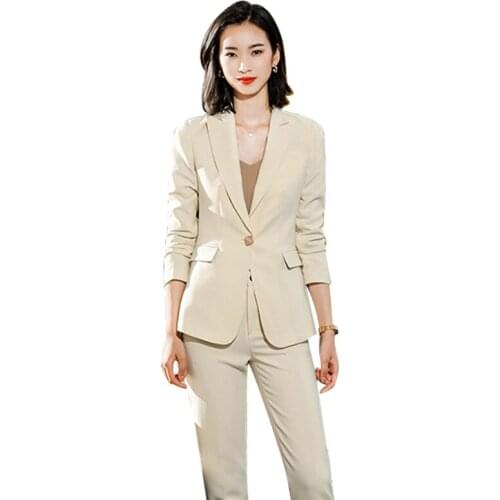 2021 Women 2 Piece Set Suit Blazer Trousers Elegant Fashion Chic Lady Urban Outfits Jacket Pant Single Button Spring