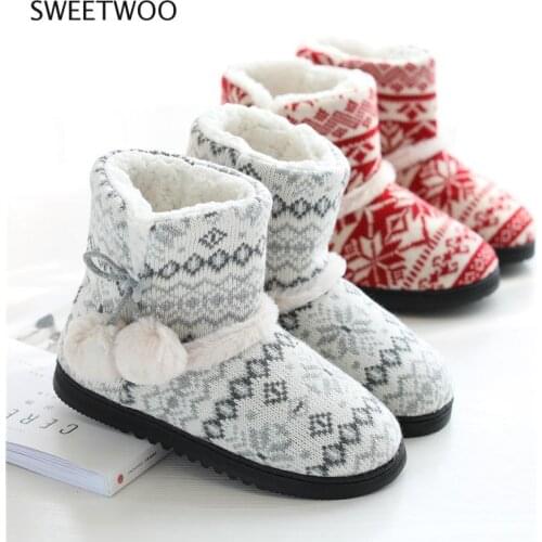 Winter Fur Home Slippers Women Warm Cotton Flat Platform Indoor Floor Shoes For Female Womens Girls Weave Plush Cozy Slippers