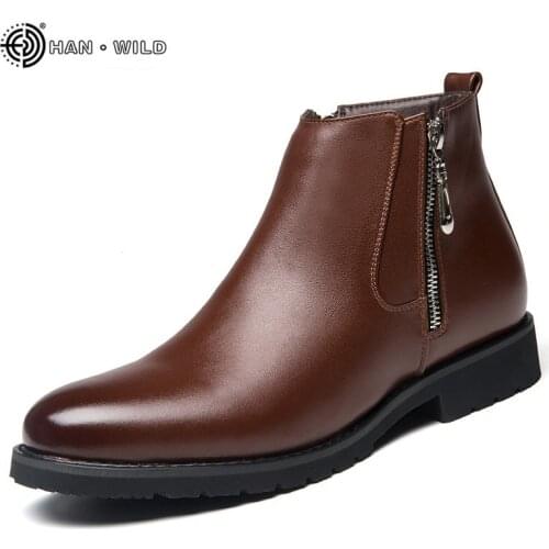 Winter Men Chelsea Boots Fashion Men Warm Fur Plush Vintage Mens Shoes Waterproof Motorcycle Snow Boots