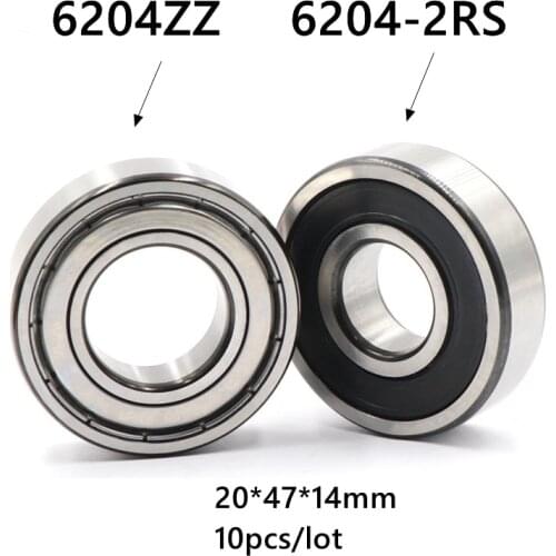 10pcs/lot 6204ZZ 6204-2RS shielded deep groove ball bearing 20*47*14 mm 6204 -2Z 6204RS bearings 20x47x14