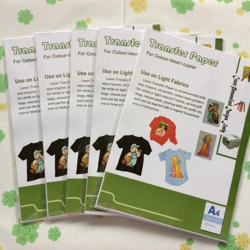 100 pcs*A4 no need cutting paper Light White Color Laser Heat Transfer Printing Paper for T-shirt or other cotton