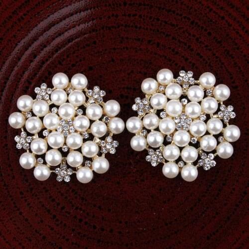 30pcs 1.2" Bling Wedding Diamond buttons pearl round Rhinestones buttons DIY Hair Accessory