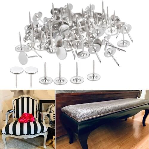 50Pcs/100Pcs Flat Head Tacks Silver Upholstery Nails Decorative Nails Furniture Nails Pins for Home DIY