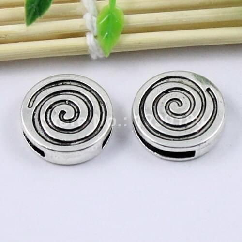 50pcs/lot Silver Tone Slider Round,for Bracelet Necklace Cord Beads watch Chain Beads DIY Accessory 18mm fit:13x2mm K01204
