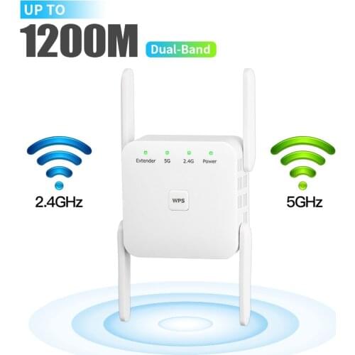 5G Wifi Repeater 5Ghz WiFi Extender 1200Mbps WiFi Router Amplifier Booster 2.4G/5Ghz Wi-Fi Repeater Long Range Signal Repiter