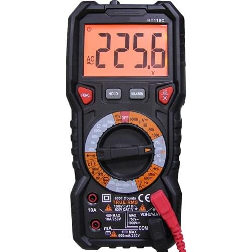 6000 Counts Digital Multimeter True RMS Manual Range Multi Meter AC DC Volt Amp Meter Ohm Capacitance Hz Tester