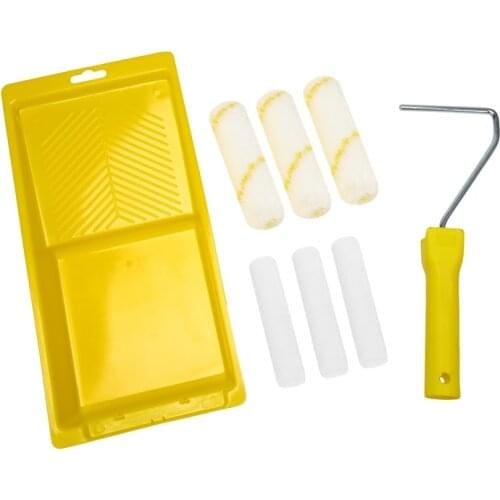 8Pcs Foam Paint Roller Tray Set 4-Inch Mini Roller Cover Refills for Wall Bathtub Paint Refinishing Sponge Roller Kit