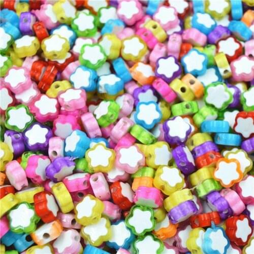 100Pcs Fashion Jewelry Butterfly Flower Acrylic Flat Round Beads for DIY Bracelet Necklace Craft &Jewelry Making