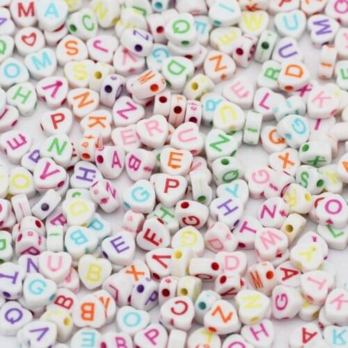 4x7MM White Mixed Letter Acrylic Heart Shape Alphabet Spacer Beads For Jewelry Making DIY charms Bracelets Necklace Accessories