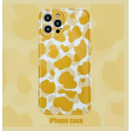 Art Retro Yellow Leopard Print Korean Phone Case For iPhone 12 11 Pro Max X Xs Max Xr 7 8 Plus SE 2020 Cases Soft TPU Cover