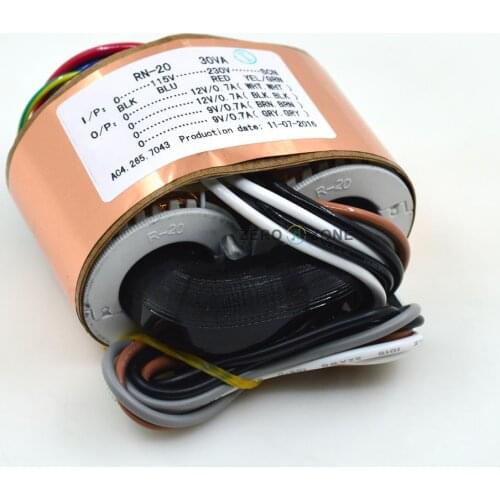 GZLOZONE 115V/230V 30W Dual 12V Dual 9V R-type Transformer 30VA 12V*2 9V*2 Pure Copper Transformer