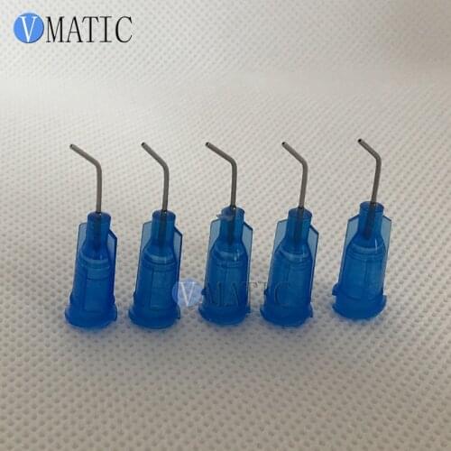 Free Shipping 22G Blue 0.5'' Tubing 45 Degree Bend Bent Dispensing Needle Tips Stainless Steel Dispenser Needle