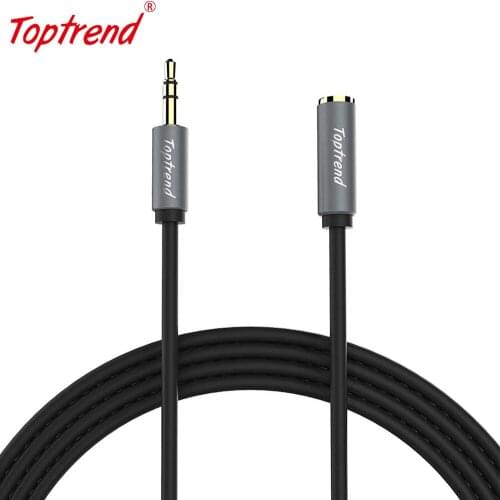 Toptrend 3.5mm Stereo AUX Audio Cable Jack Male to Female Auxiliary Audio Extension Cord for Car Audio Headphones Speakers