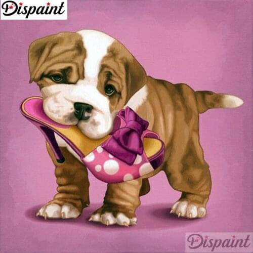 Dispaint Full Square/Round Drill 5D DIY Diamond Painting "Dog shoes scenery" 3D Embroidery Cross Stitch 5D Home Decor A12299