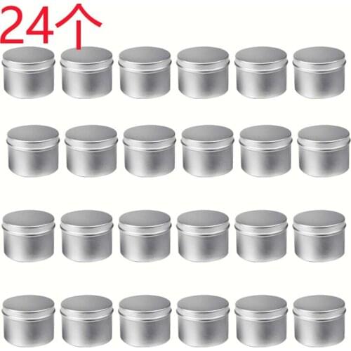 24 Pack Round Metal Tins Box Candle Tin Black Aluminum Jar Storage Empty Pot Plain Cans Cream Cosmetic Container Retail
