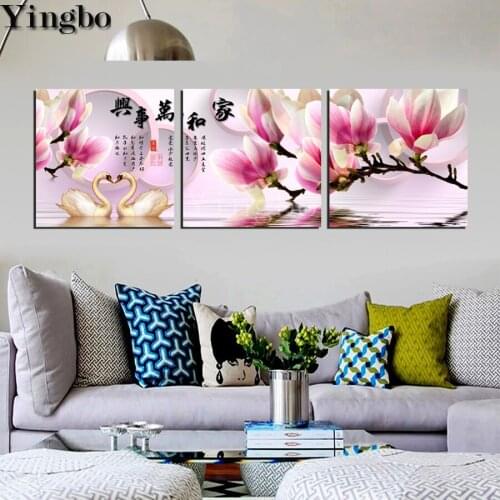 Swan Magnolia Flower Landscape Diamond Embroidery round square drill Crystal beads Cross Stitch 5d Diy diamond painting Mosaic