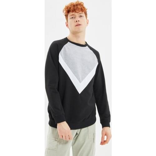 Trendyol Men 'S Regular Fit Long Sleeve Cycling Lapel Paneled Sweatshirt TMNAW22SW1049