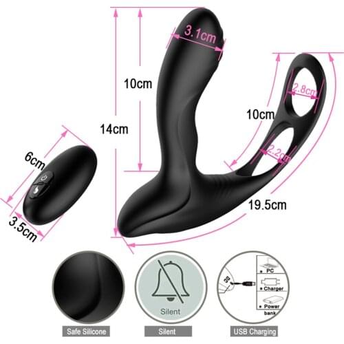 Male Prostate Massage Vibrator USB Charging Vibrating Ring Heating G Spot Stimulator Sex Toys for Men Gay Anal Butt Plug