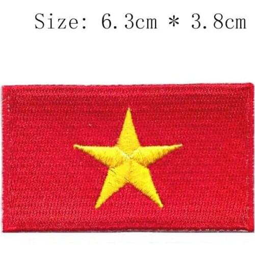 Vietnam embroidery flag patch Hanoi city emblem for MC coat Wholesale iron on sew left chest sleeve shirts DIY Originality