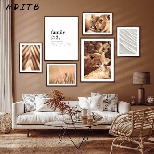 Wild Animal Lion Canvas Wall Print Nature Landscape Art Painting Nordic Abstract Poster Modern Living Room Decoration Picture