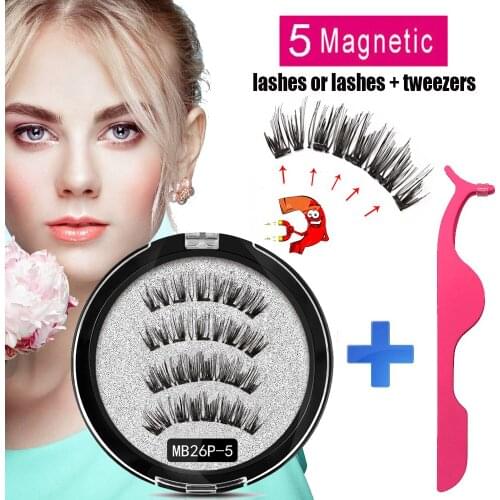 MB New Magnetic eyelashes with 5 magnets Mink eyelashes natural long False eyelashes applicator magnetic Lashes extension MB24P