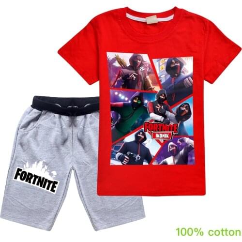 Childrens Clothing Cotton Boys and Girls T Shirt Shorts Suit Summer Fortnites Game Short Sleeve T-shirt Set Baby Sportswear