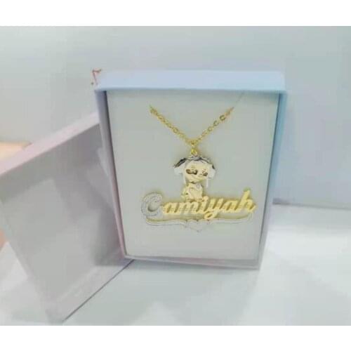 3UMeter Hip Hop Letter Necklace Name Gothic Double Plated Name Necklace Old English Custom Carving Batch of Flowers for Gifts