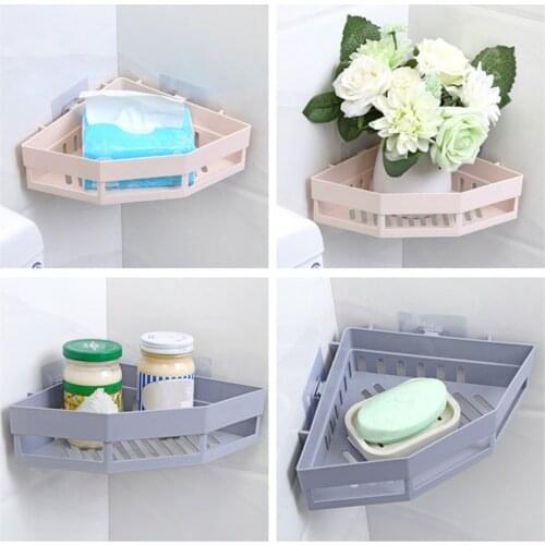Traceless Plastic Corner Holder Bathroom Kitchen Storage Rack Organizer Shower Shelf Shampoo Storage Rack