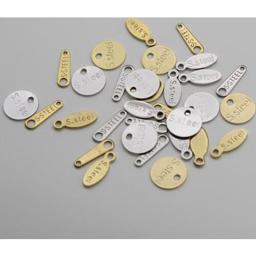 50pcs/lot Stainless Steel Charms Pendant Oval Round Extend Chain Tag Charms Connectors For Necklace Bracelet DIY Jewelry Making