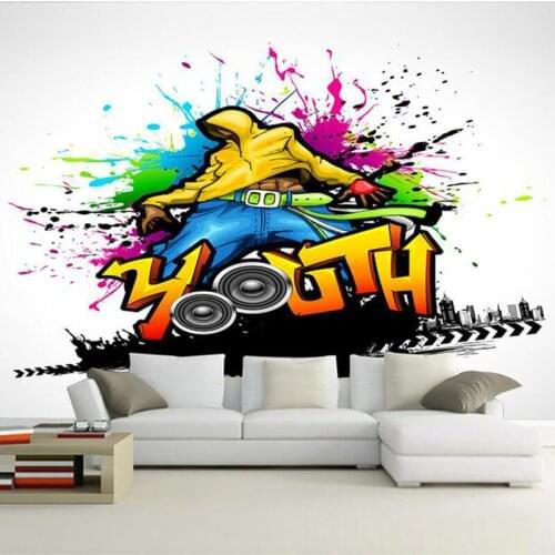 Dropship Custom Mural Wallpaper Colorful Music Dance Graffiti Art Wall Painting Bar KTV Living Room Decoration Modern Wallpaper