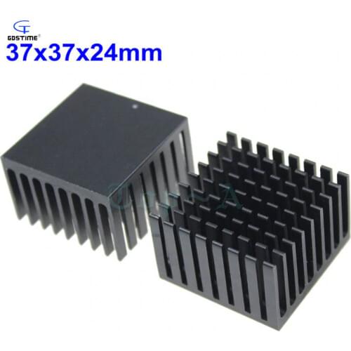 Gdstime 2pcs 37x37x24mm 37mm x 24mm CPU Radiator Black Aluminum Heatsink Cooling Cooler Anodized for BGA Packages & PC
