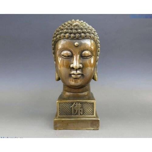 China Brass copper Buddhism Buddha illuminates Buddha head Sculpture Statue