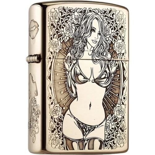 Zorro Kerosene Lighter Pure Copper Fine Carving Skull Pattern Gasoline Grinding wheel Lighter Retro mens cigarette accessories